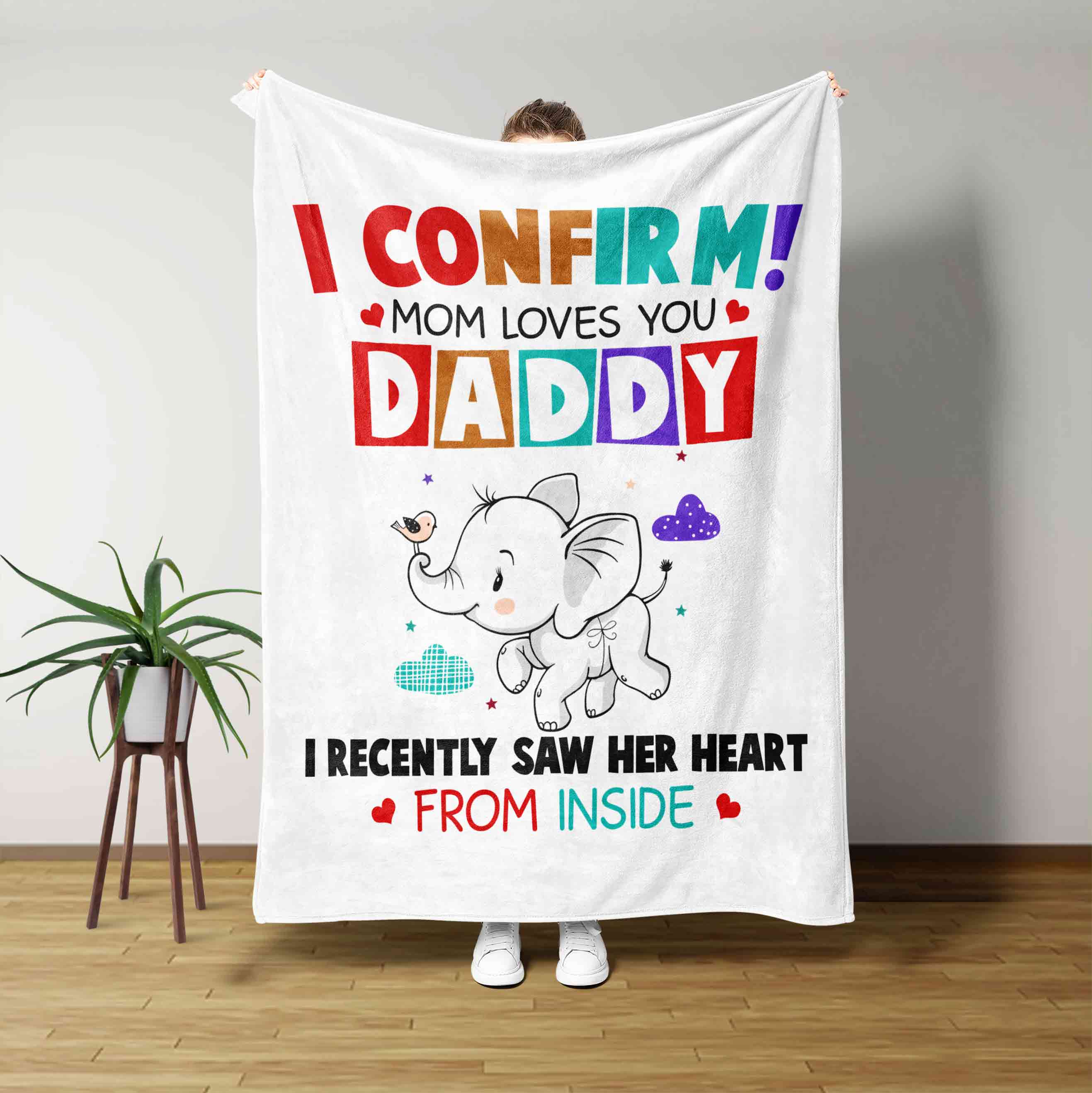 I Confirm Mom Loves You Daddy Blanket, Elephant Blanket, Family Blanket, Custom Name Blanket, Gift Blanket