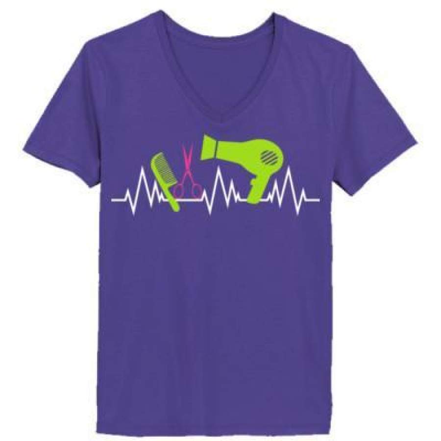 AGR Hairstylist Heartbeat – Ladies’ V-Neck T-Shirt