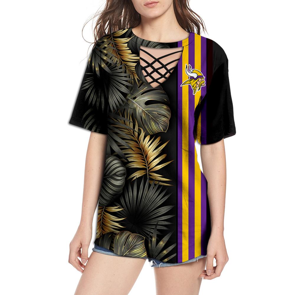 Minnesota Vikings Women Summer Stripe T-Shirt