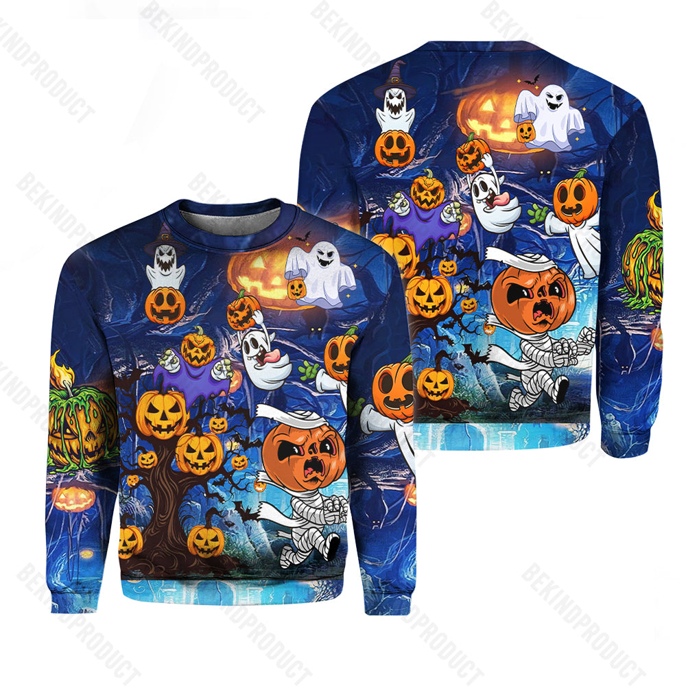 Amazing Pumpkin And Ghost Halloween Crewneck Sweatshirt All Over Print Sweatshirt For Women Sweatshirt For Men Swn1227