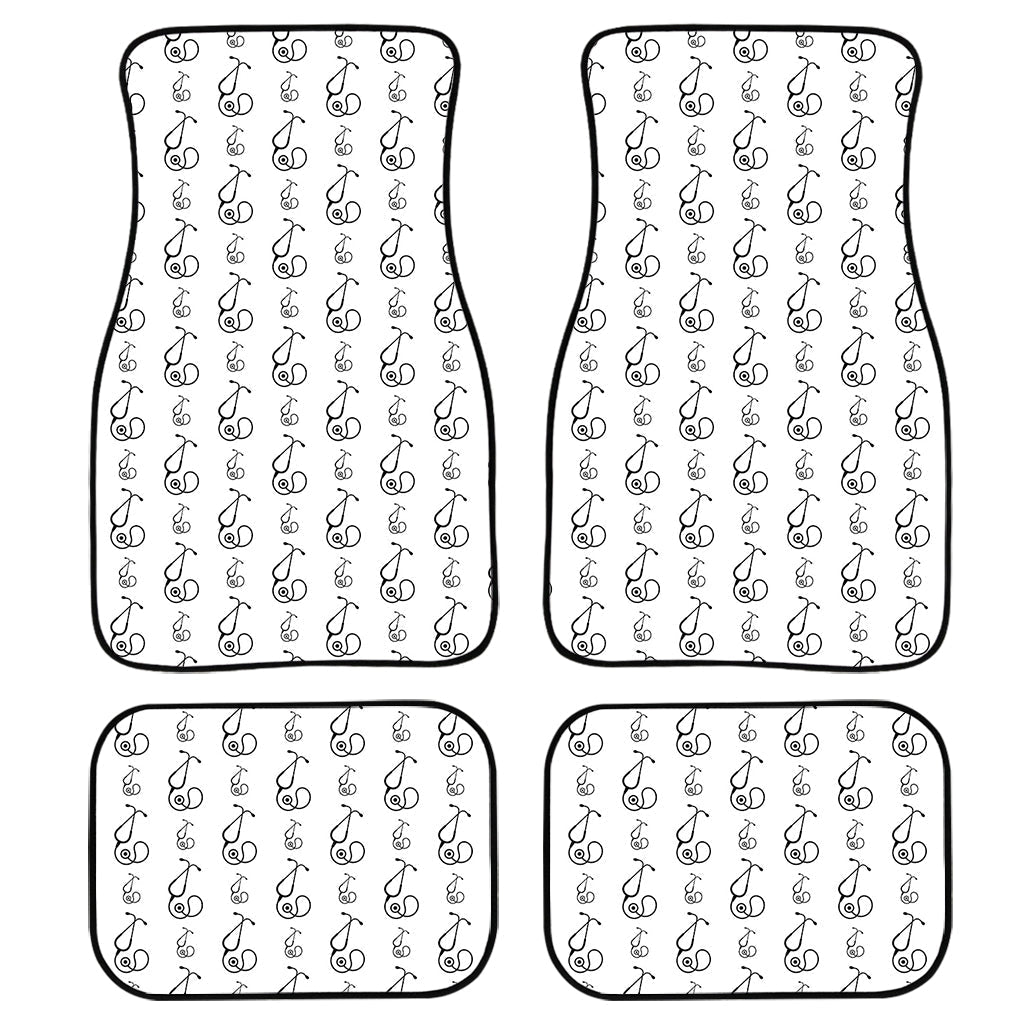 White And Black Stethoscope Print Front And Back Car Floor Mats, Front Car Mat