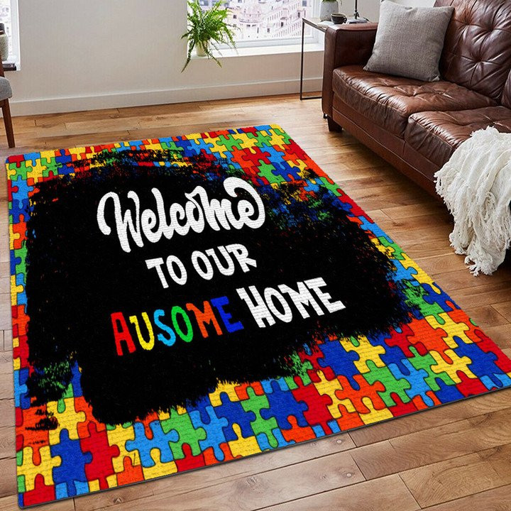 Autism Lips Printing Floor Mat Carpet, Autism Area Rug, Autism Awareness Printing Floor Mat Carpet, Autism Mom Rug, Autism Rug, Gifts For Autism