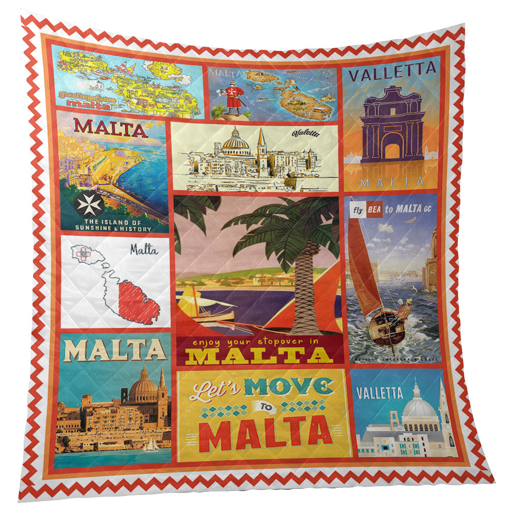 Let'S Move To Malta 9Basic Quilted Blanket
