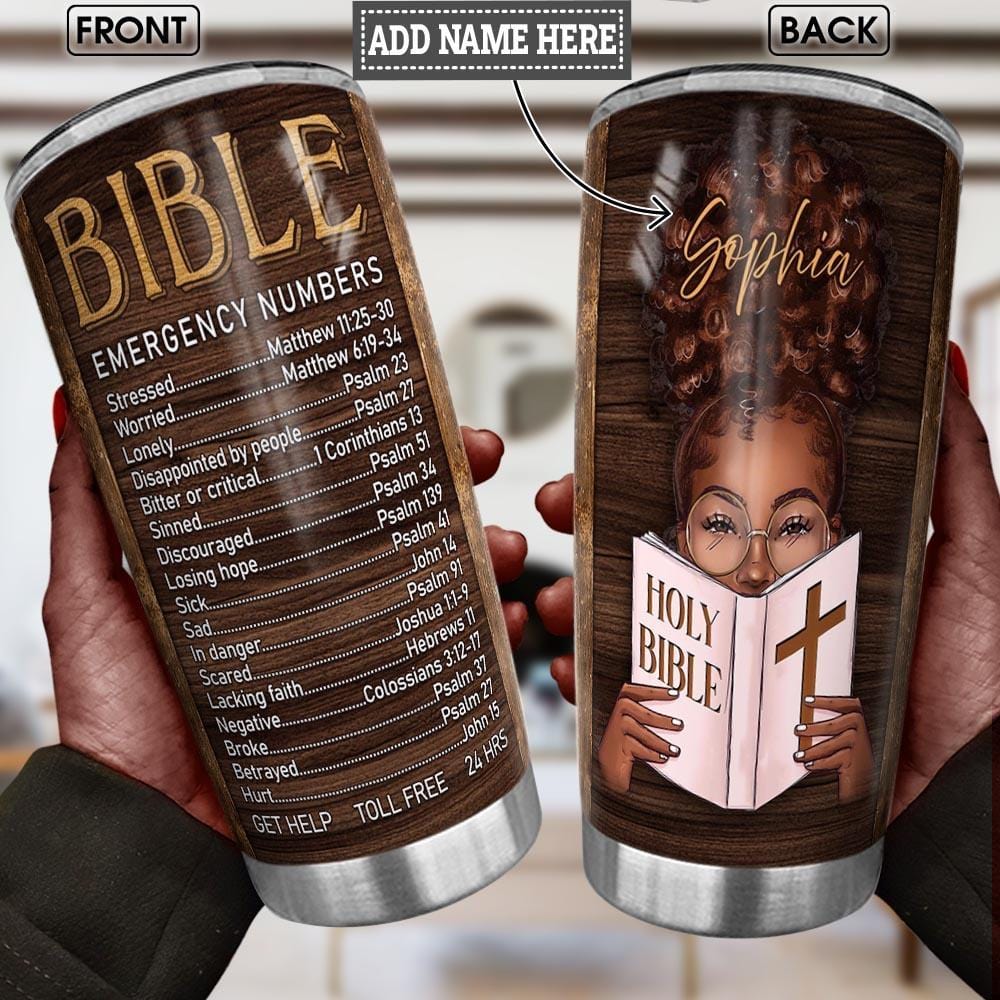 Personalized Magic Black Girl Stainless Steel Tumbler Black Woman Bible Number Custom Printed Tumblers Melanin Girl Gift Ideas