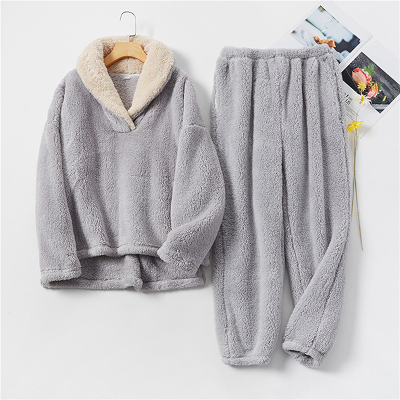 Autumn Winter Pajamas Set Women Loungewear Fleece Sleepwear Home Suits Homewear Ladies Warm Plush Lounge Sleep Wear alx