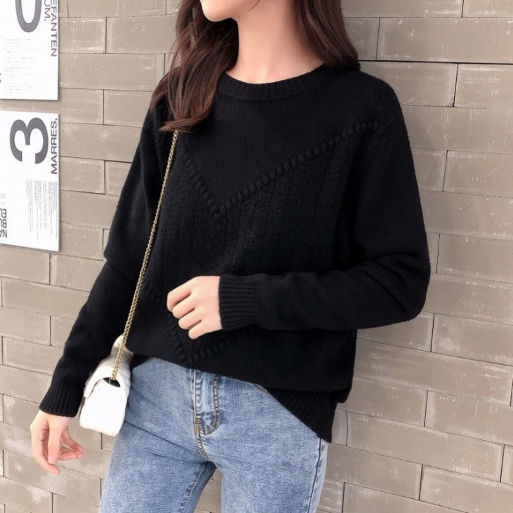 Slim Pleated Ribbed O Neck Knitted Sweater Women Elegant Solid Color Korean Fashion Pullovers Casual Knitwear Tops Female Sueter alx