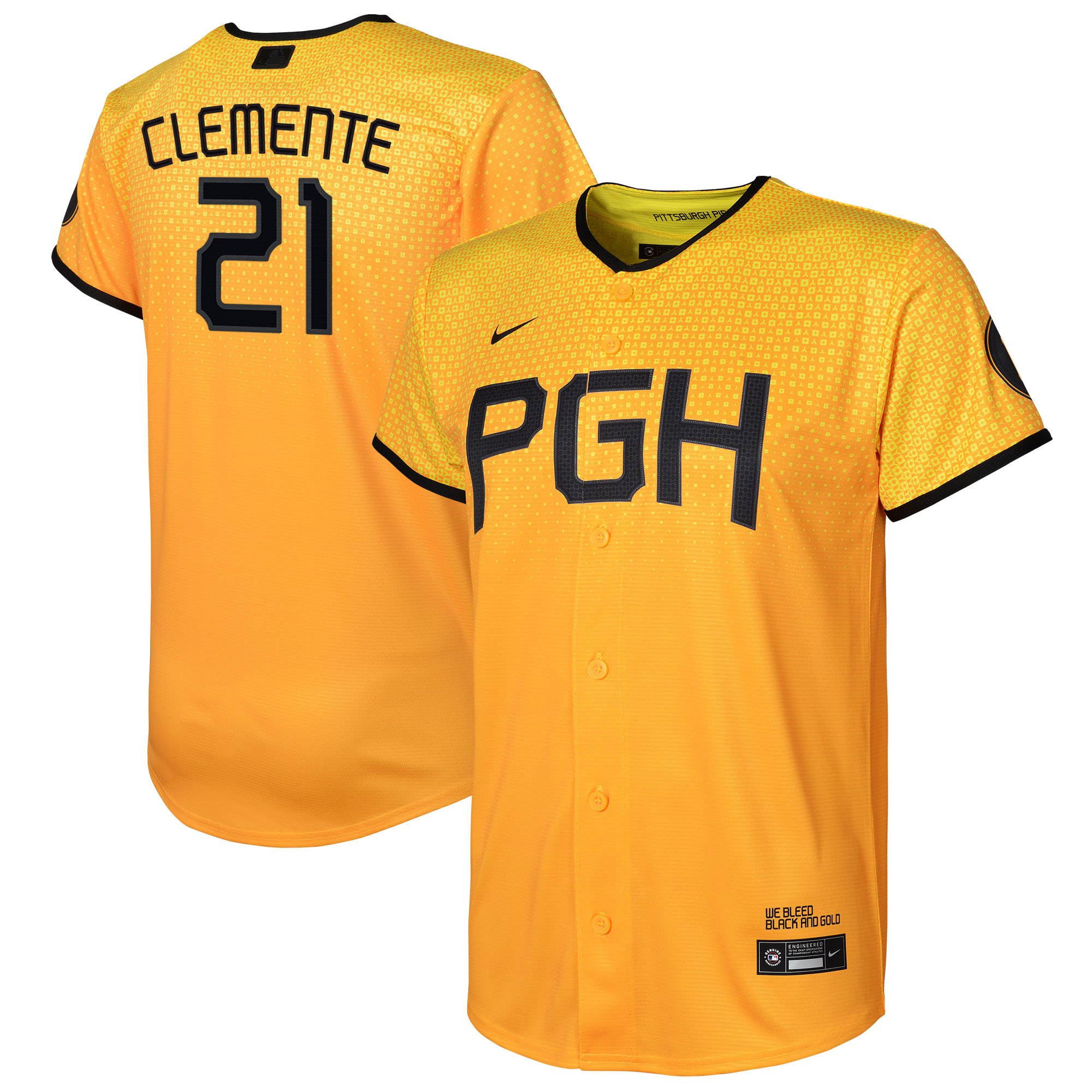 Roberto Clemente Pittsburgh Pirates Youth City Connect Replica Player Jersey – Gold