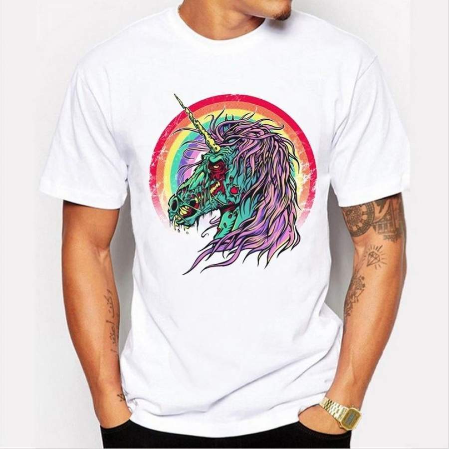 2017 Newest Summer Fashion Men T-Shirt Personality Colorfull Horse Printing Round Neck Comfortabletshirt