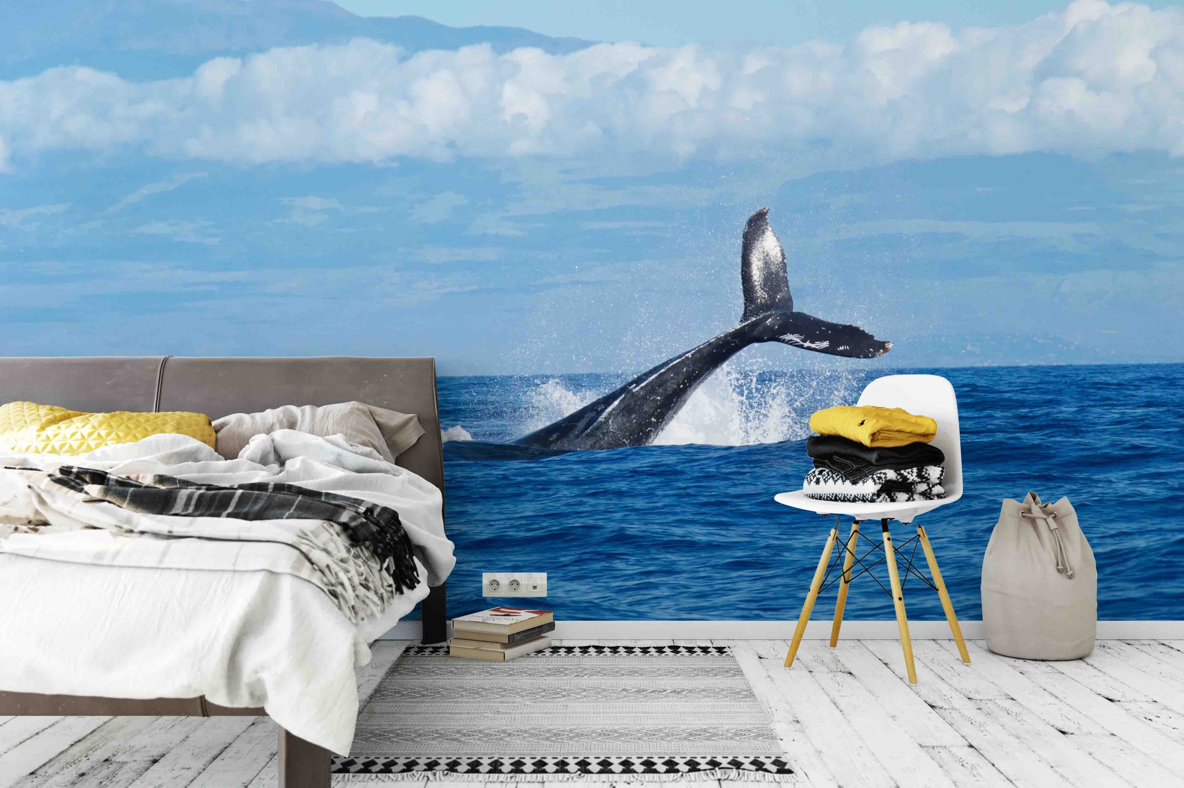 3D Ocean Whale Tail Wall Mural Wallpaper Sww 1