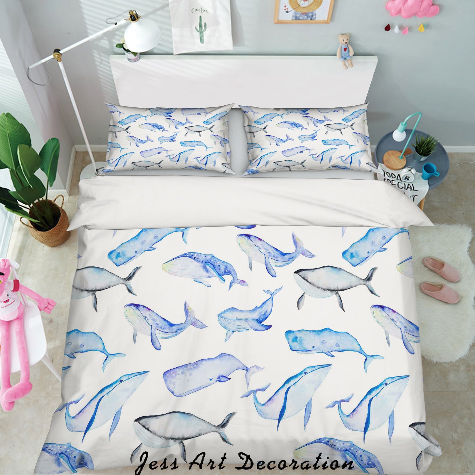 3D Blue Whale Quilt Cover Set Bedding Set Pillowcases 52