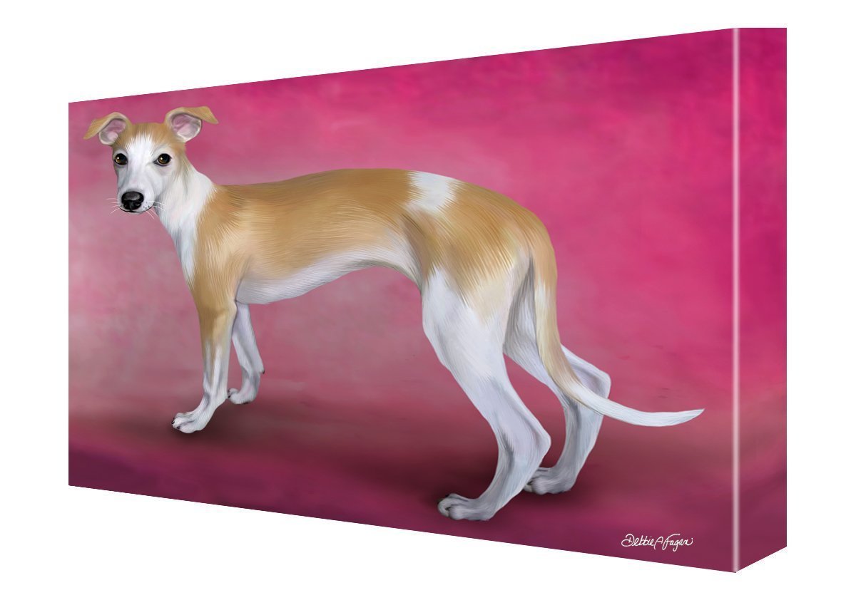 Whippet Puppy Dog Painting Printed On Canvas Wall Art Signed