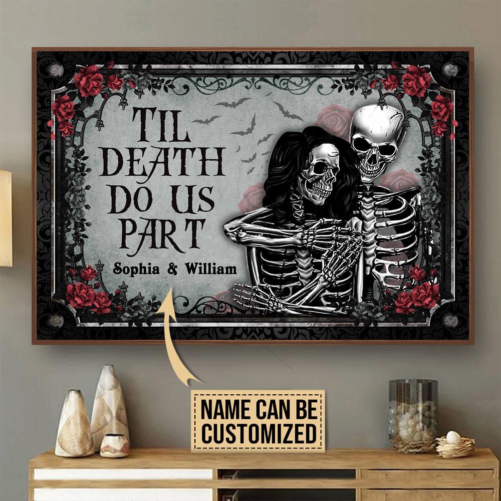 Aeticon Gifts Personalized Skeleton Couple Do Us Part Canvas Mom Dad Gift Home Decor