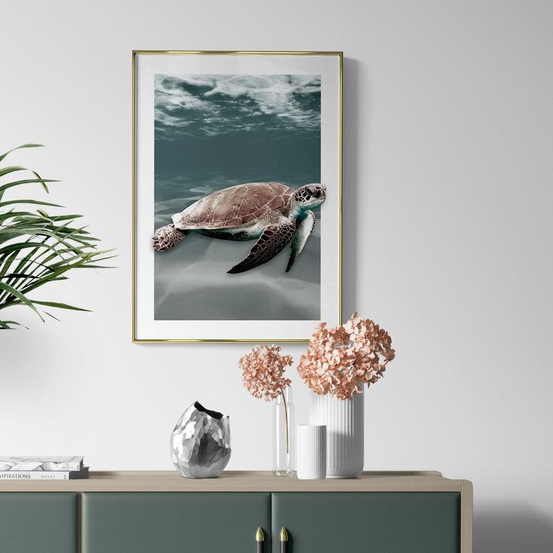 Poster Marine Turtle | Decoration With Marine Turtle, Sea Turtle Art ...