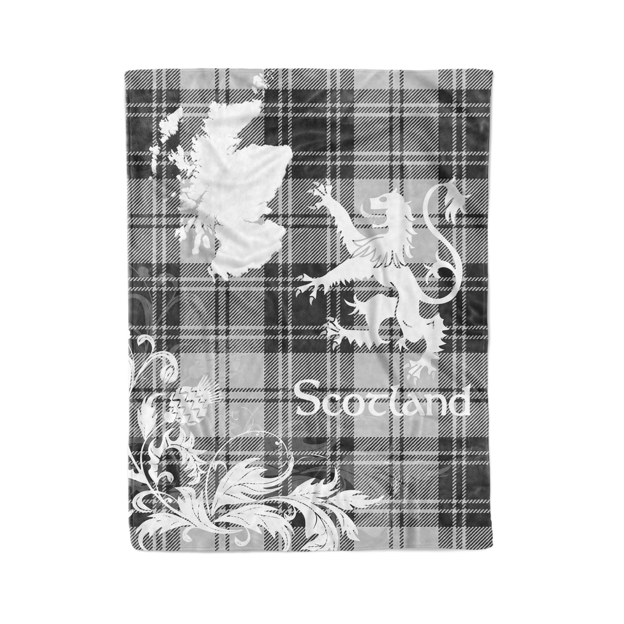 Tartan Plaid Fleece Blanket Tartan Blanket Thistle And Lion Scottish Clan Glen Grey Plaid Blanket