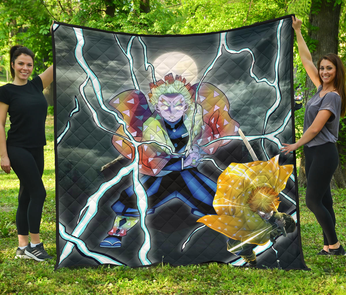 Demon Slayer Anime Premium Quilt | Zenitsu Lightning Breath Power Eye Quilt Blanket Na090104