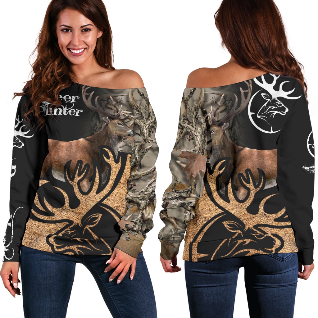 Beautiful Deer Hunter Camo Shoulder Sweater