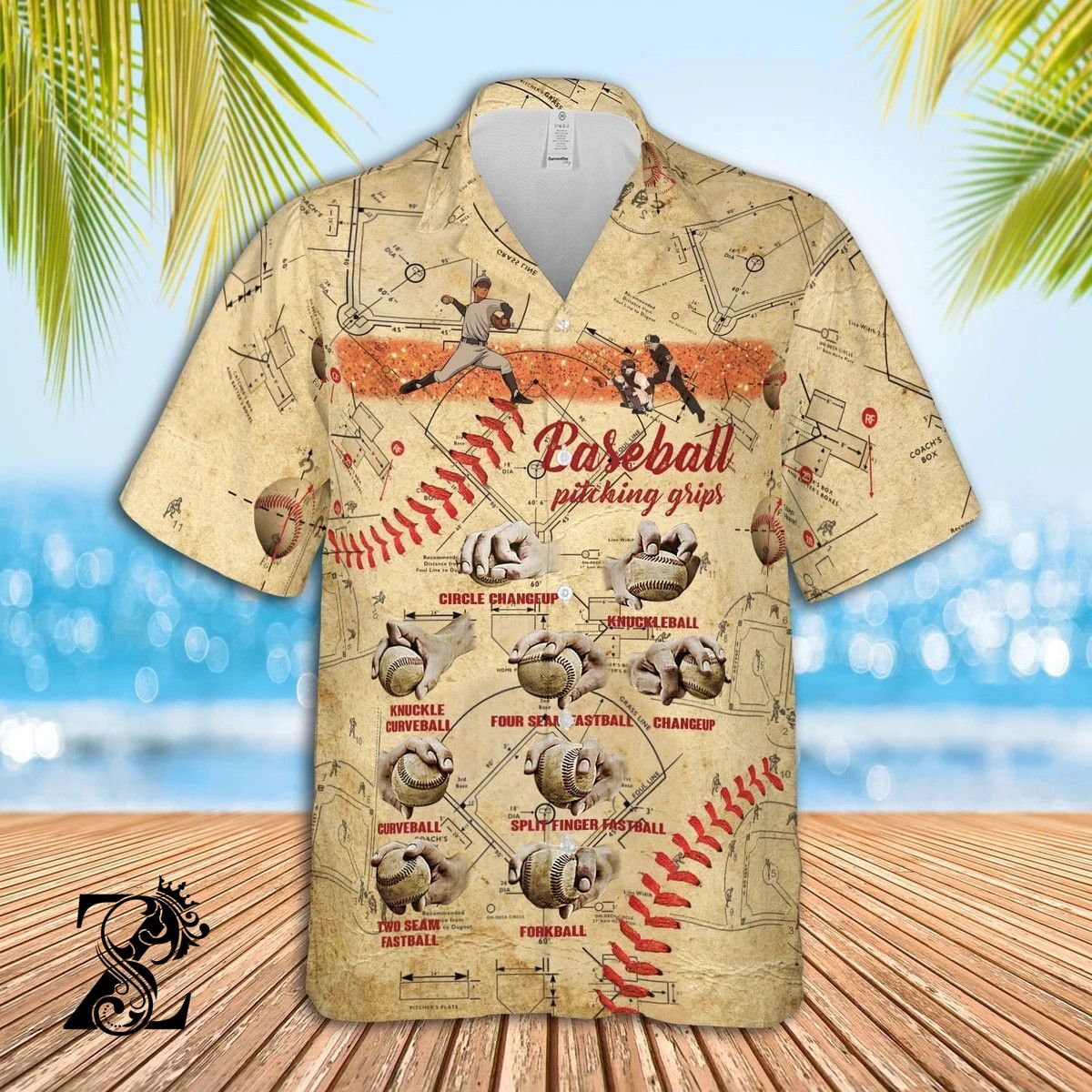 Baseball Pitching Grips Hawaiian Shirt