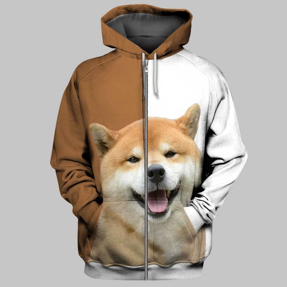 Shiba Inu 3D Full Printing Zip Hoodie