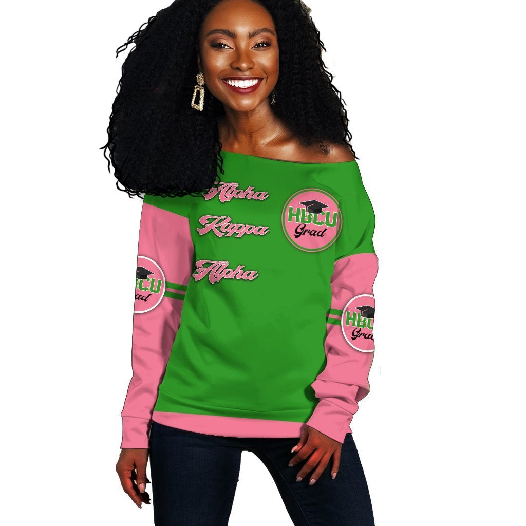 Greek Life Sweatshirt – Alpha Kappa Alpha Hbcu Grad Off Shoulder J09