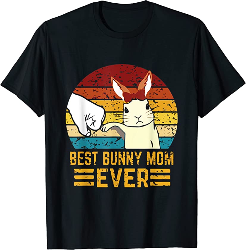 Best Bunny Mom Ever , Bunny Mom Easter Day Embroidery style T-Shirt