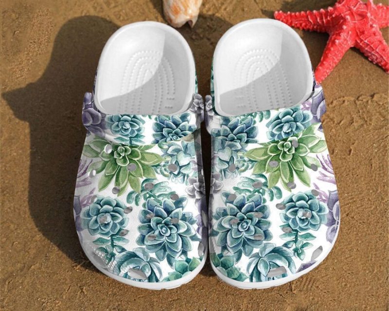 Succulent Watercolor Pattern Unisex Clog Shoes