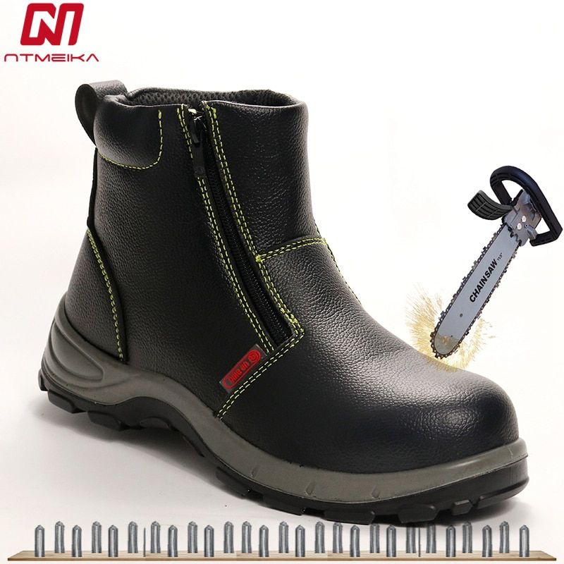 Cow Leather Safety Shoes With Steel Toe Large Work Shoes