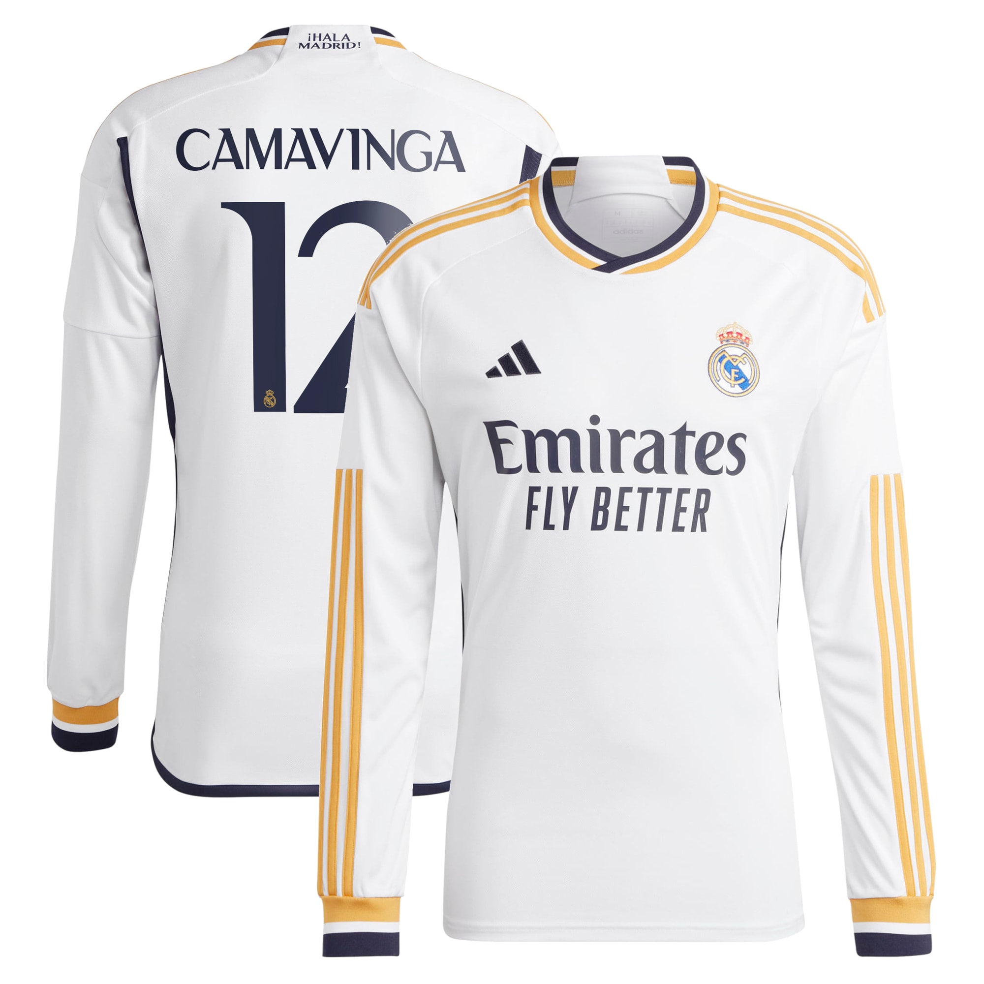 Eduardo Camavinga Real Madrid 2023/24 Home Replica Long Sleeve Jersey – White