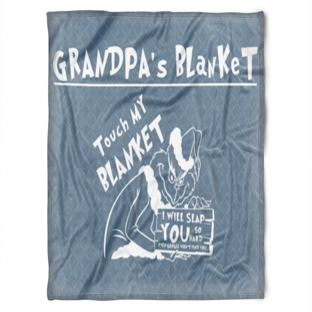 To My Grandpa Touch My Blanket I Will Slap Fleece Blanket Gift For Grandparents Gift From Granddaughter Gift For Grandson Home Decor Bedding Couch Sofa Soft And Comfy Cozy