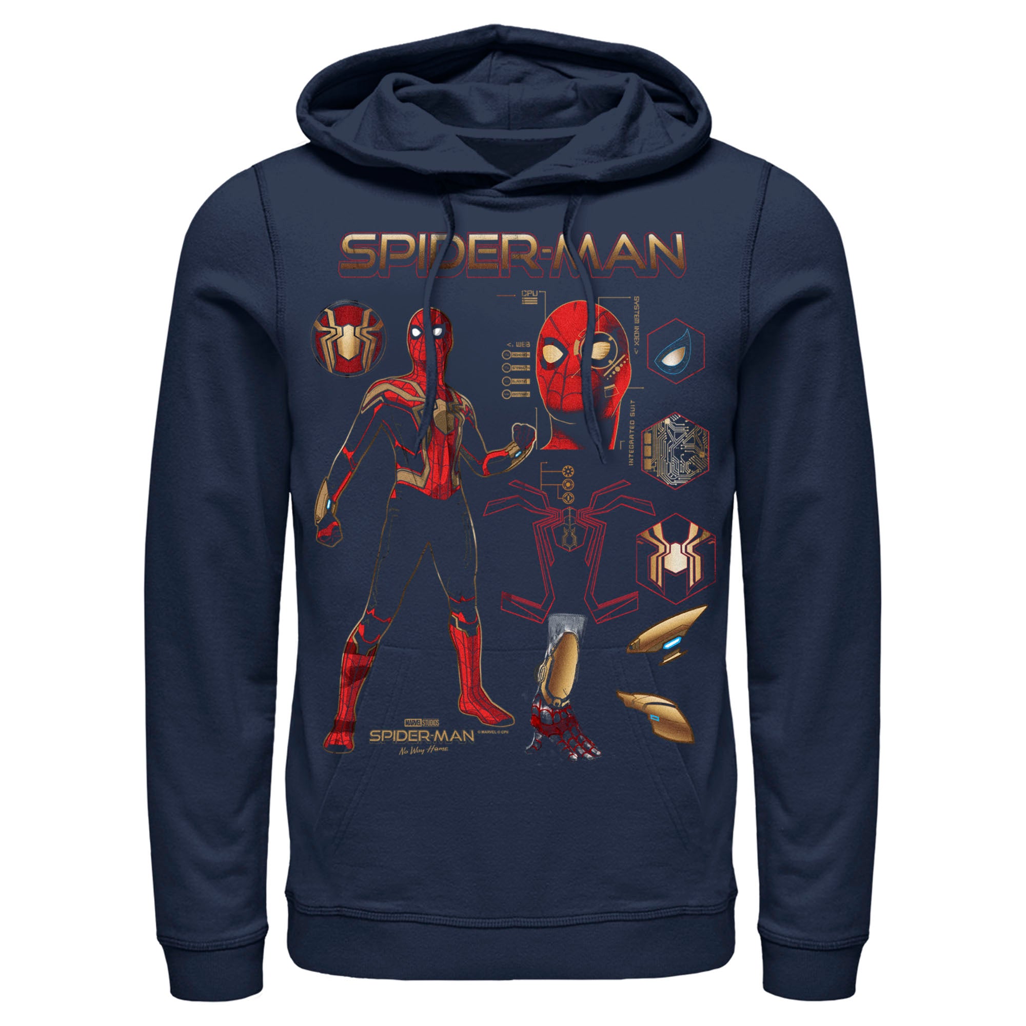 Men’S Marvel Spider-Man: No Way Home Iron Suit Gear Pull Over Hoodie