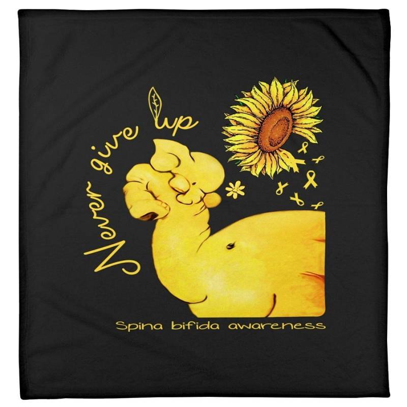 Yellow Elephant Spina Bidifa Never Give Up Meaningful Gift For Cancer Patients Fleece Blanket