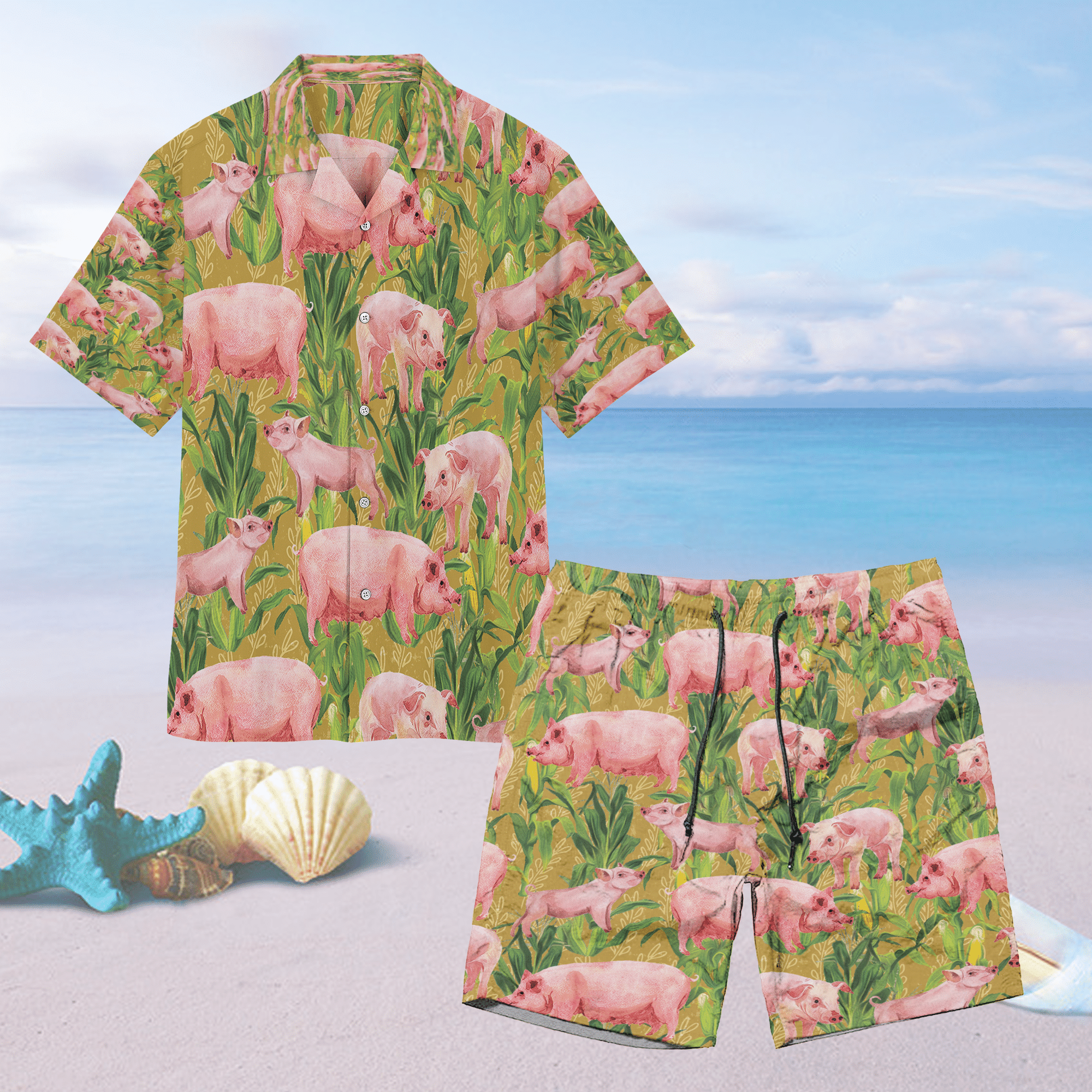 Pigs Unisex Hawaiian Shirt Beach Farm Hawaiian Ha79644