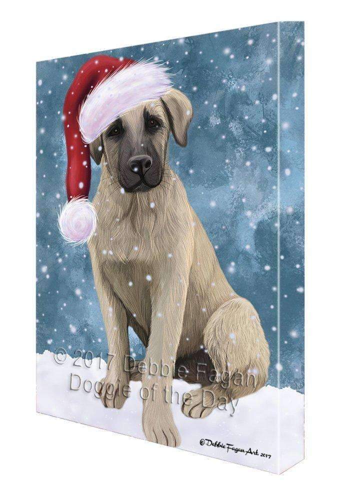 Let It Snow Christmas Happy Holidays Anatolian Shepherd Puppy Print On Canvas Wall Art Cvs108