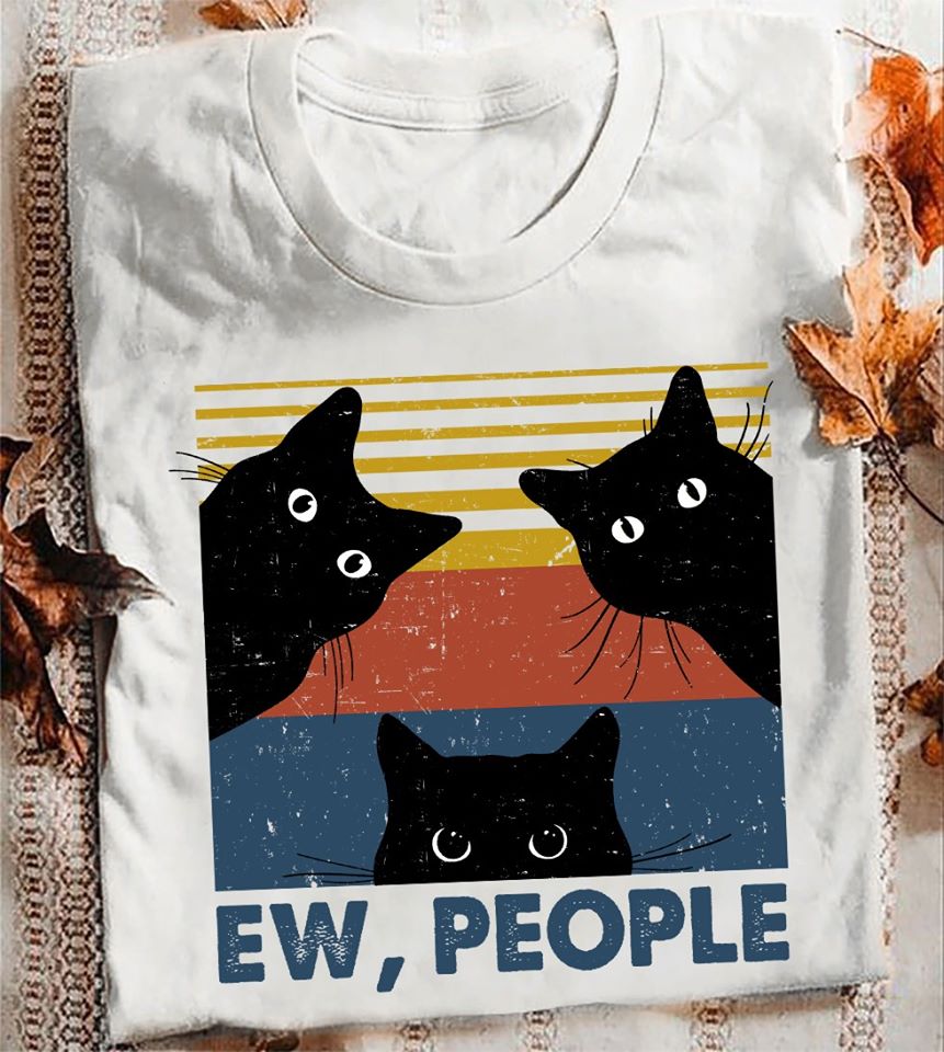 Black Cat Ew People Retro Style Standard Men T-shirt