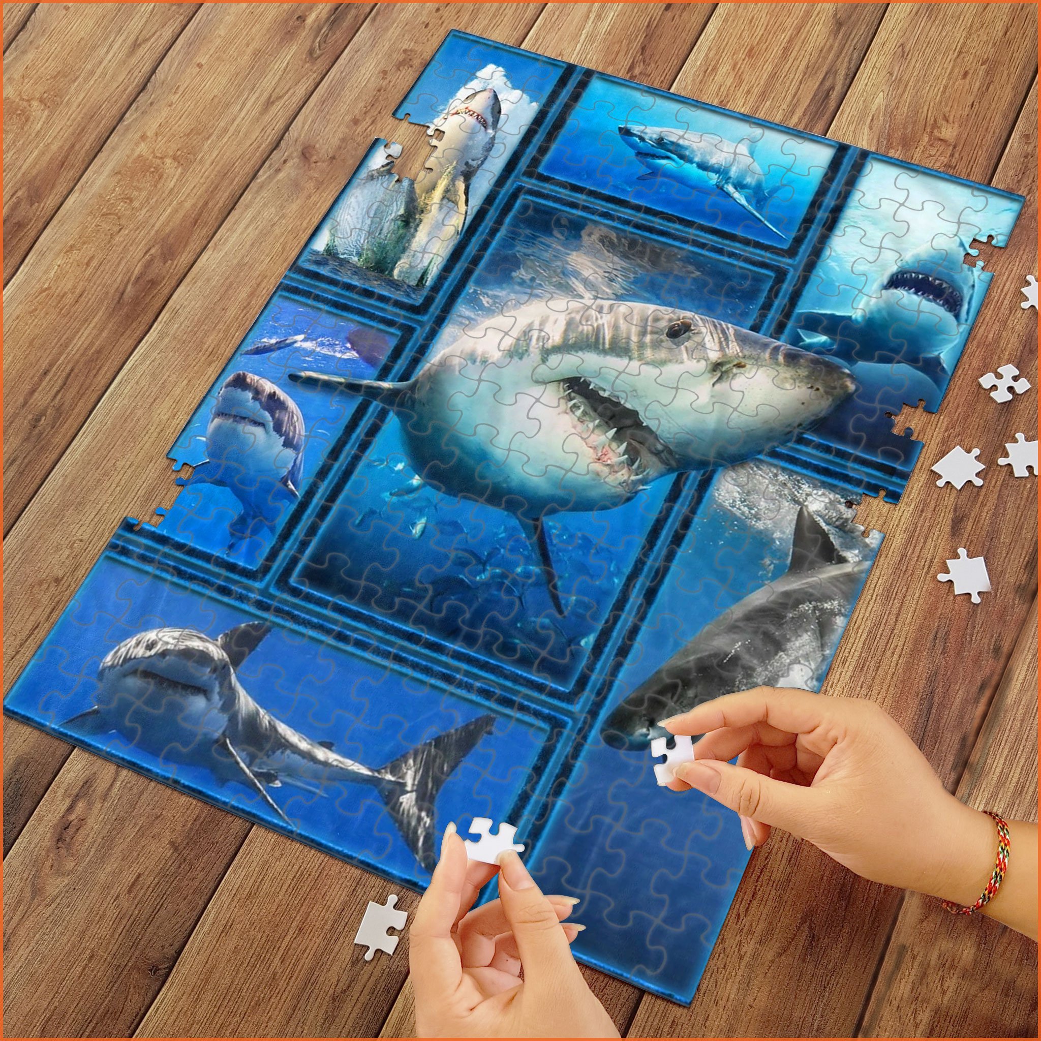 Custom Jigsaw Puzzle 3D Shark Gift For Son