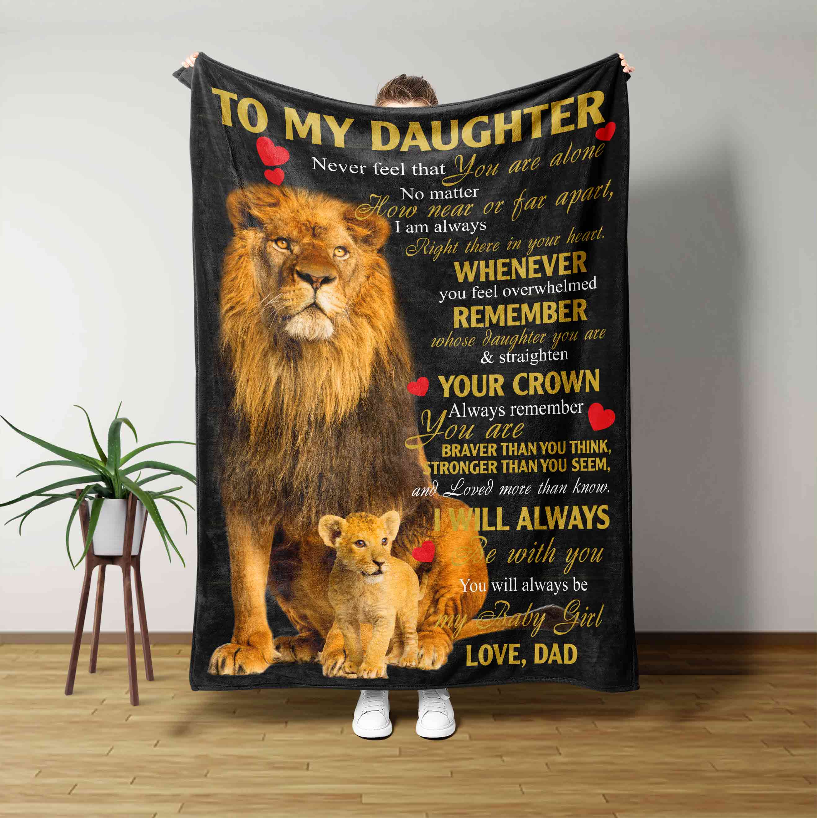 To My Daughter Blanket, Lion Blanket, Family Blanket, Custom Name Blanket, Blanket For Gift