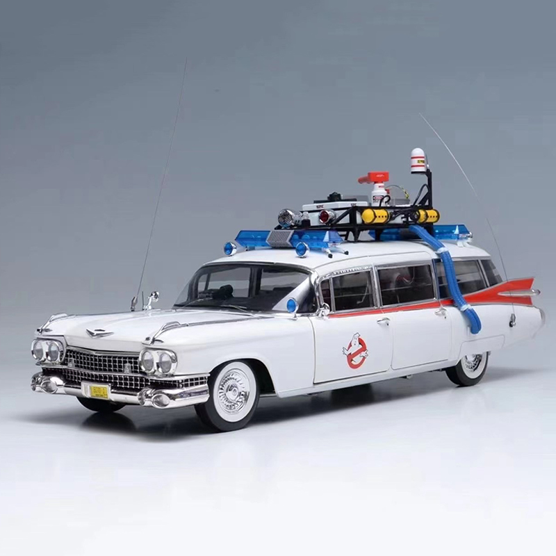 1:18 Scale Fine Version Elite Ghostbusters Ecto Car Model Metal Diecast Vehicle Toy for Adult Collection Gifts Souvenir alx