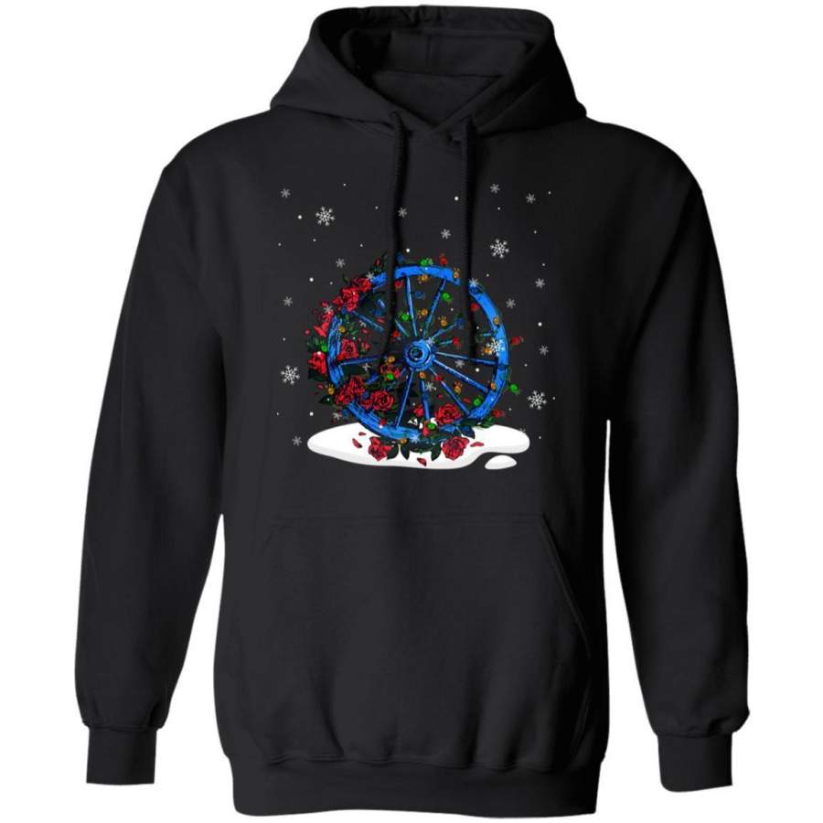 Grateful Dead Wheel And Roses In The Christmas Lights Hoodie Xmas Gift For Dead Heads PT11