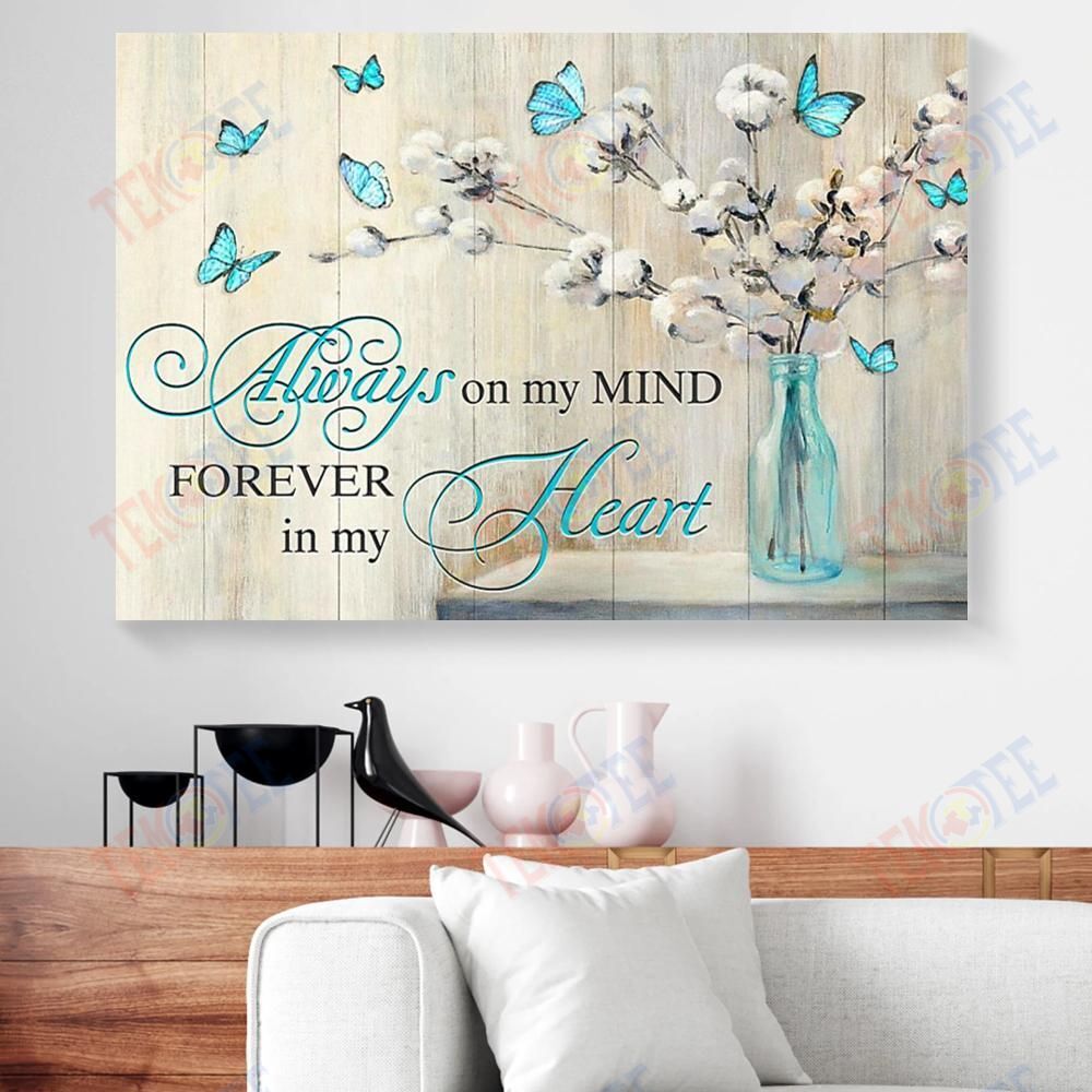 Canvas Art Prints Always On My Mind Forever In My Heart Blue Butterfly Horizontal Canvas Stunning� Living Room Bedroom Bathroom Home Decoration