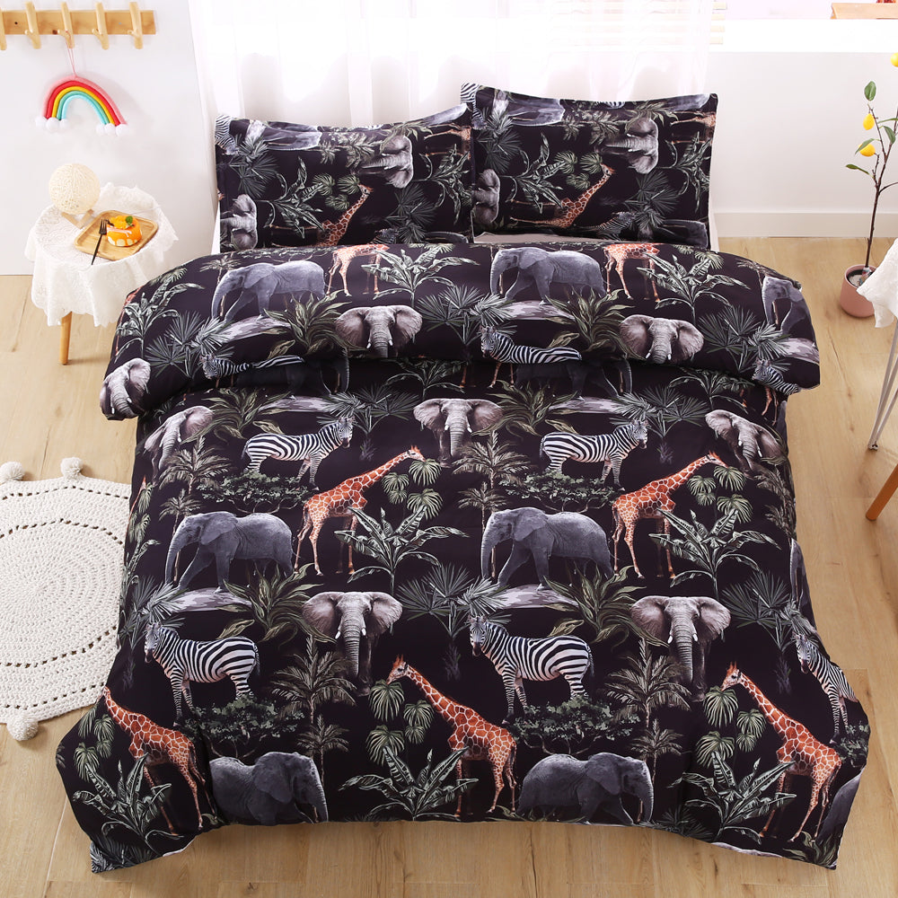 3D Tropical Forest Animal Zebra Elephant Quilt Cover Set Bedding Set Duvet Cover Pillowcases 507