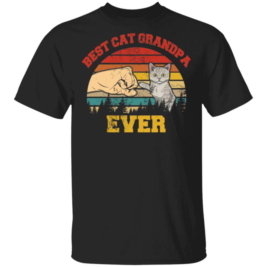 Vintage Retro Best Cat Grandpa Ever Cat Lover Owner Fans Matching Shirt For Family Funny Men Gifts T-Shirt