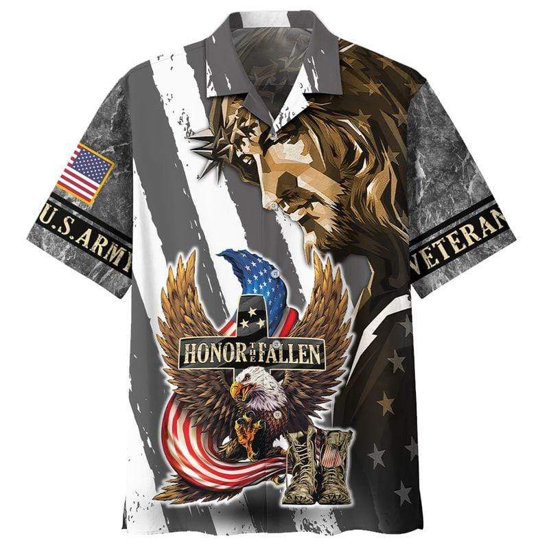 Army Veteran Jesus Honor The Fallen Hawaiian Shirt | For Men & Women | Adult | Hw8484