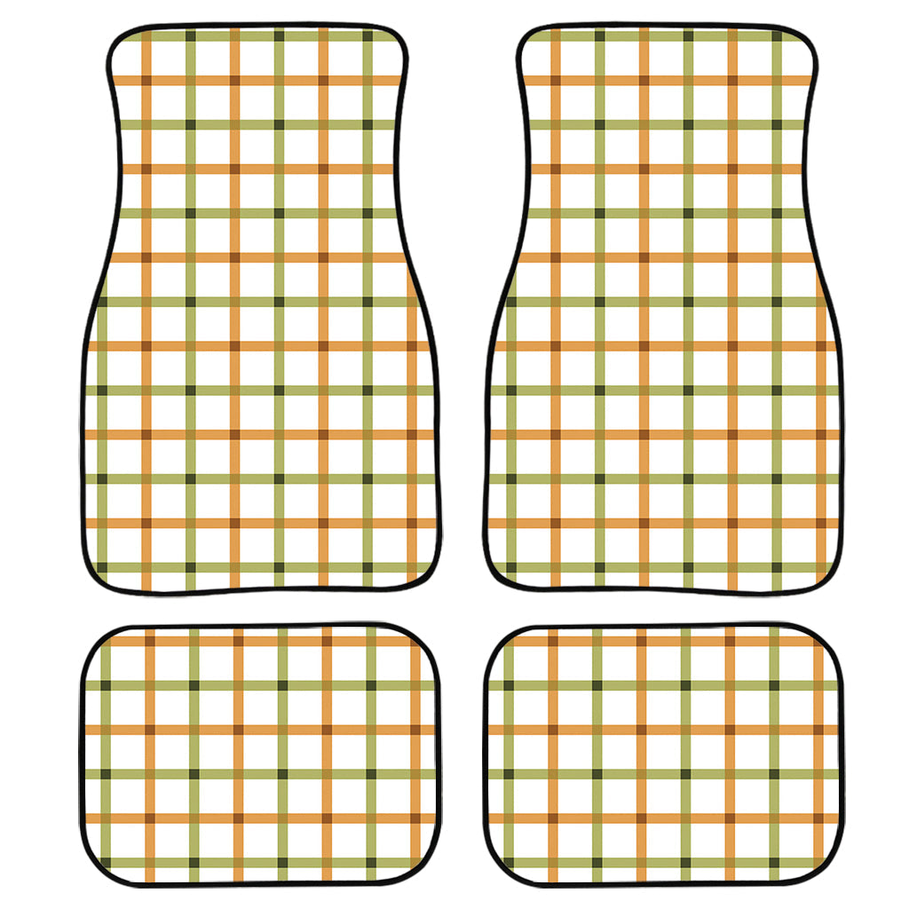 Green And Orange Tattersall Print Front And Back Car Floor Mats, Front Car Mat