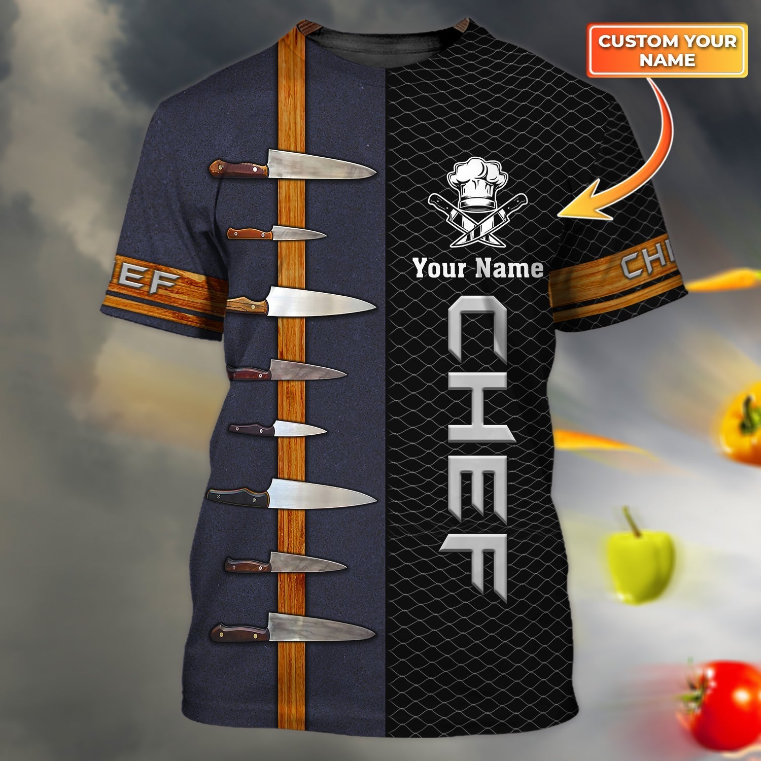 Custom With Name 3D Full Print Chef Shirt, Chef With Knife Shirt, Gift For Dad Chef