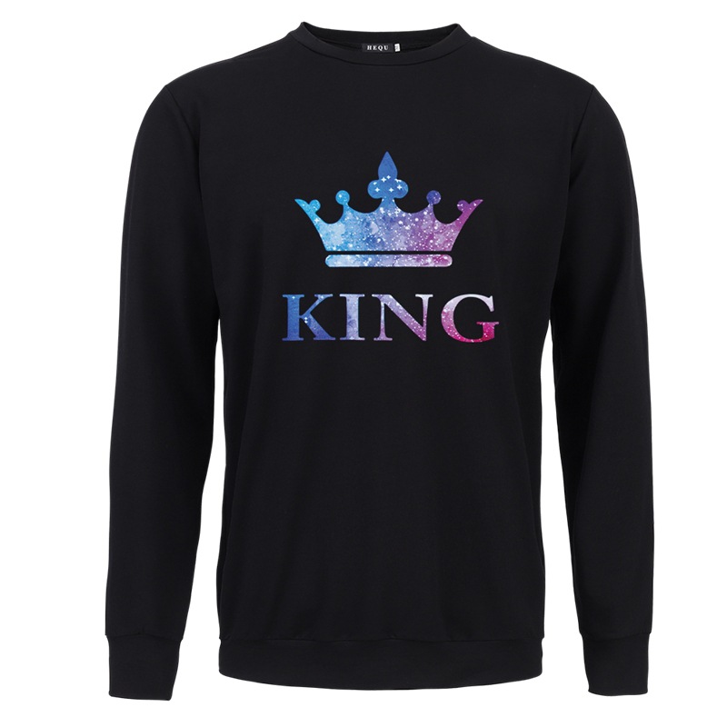 Women Letter Print Sweatshirts Couple Hoodies Autumn Winter Pullover Men Hoodied Tops HIS QUEEN HER KING Letter alx