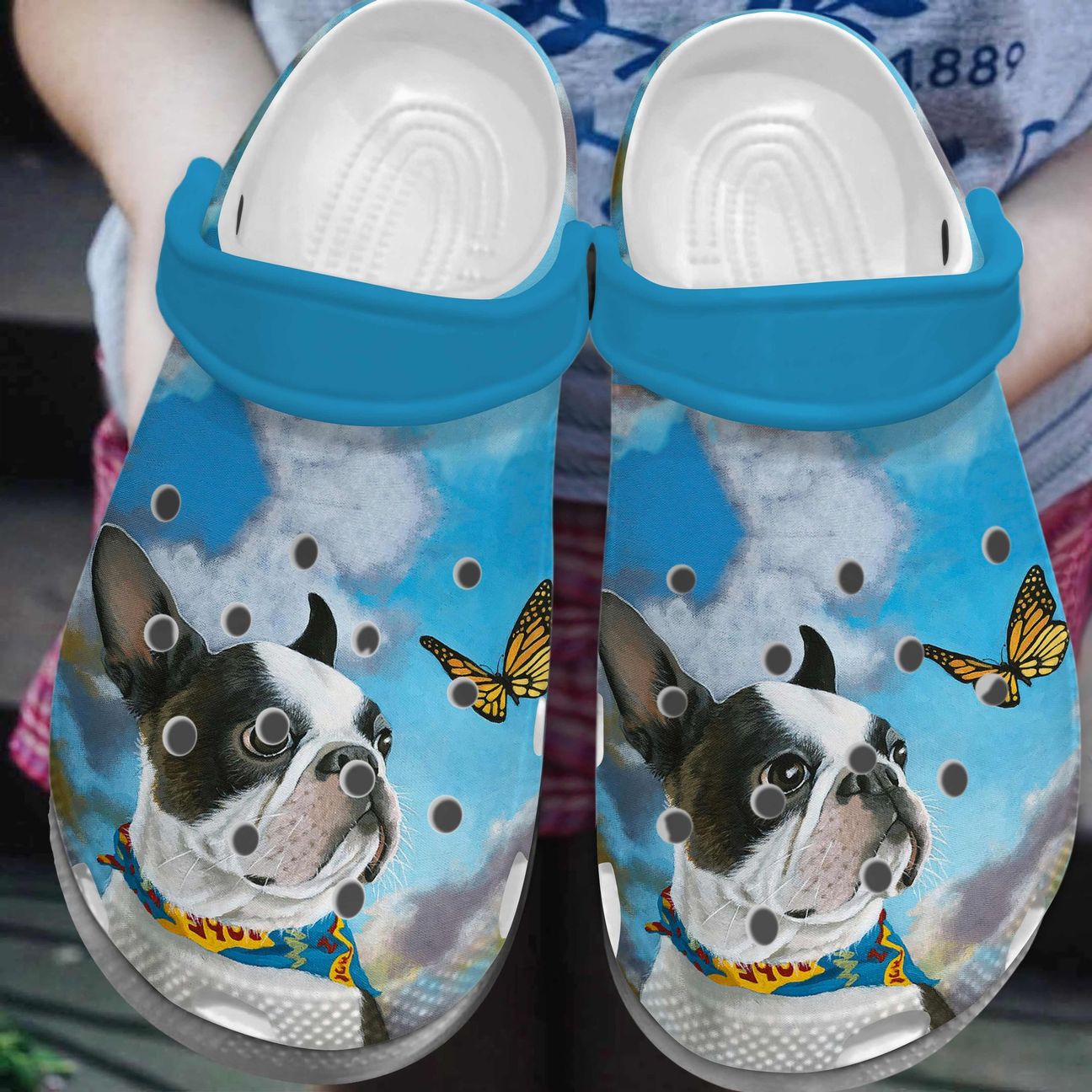 Boston Terrier Personalized Clog, Custom Name, Text, Color, Number Fashion Style For Women, Men, Kid, Print 3D Boston Terrier Butterfly