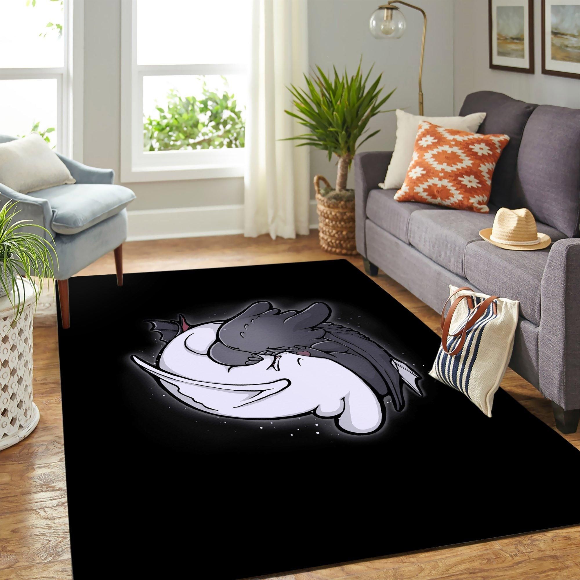 Toothless Night Fury Vs Light Fury Area Rug Geeky Carpet – home decor – Bedroom Living Room decor