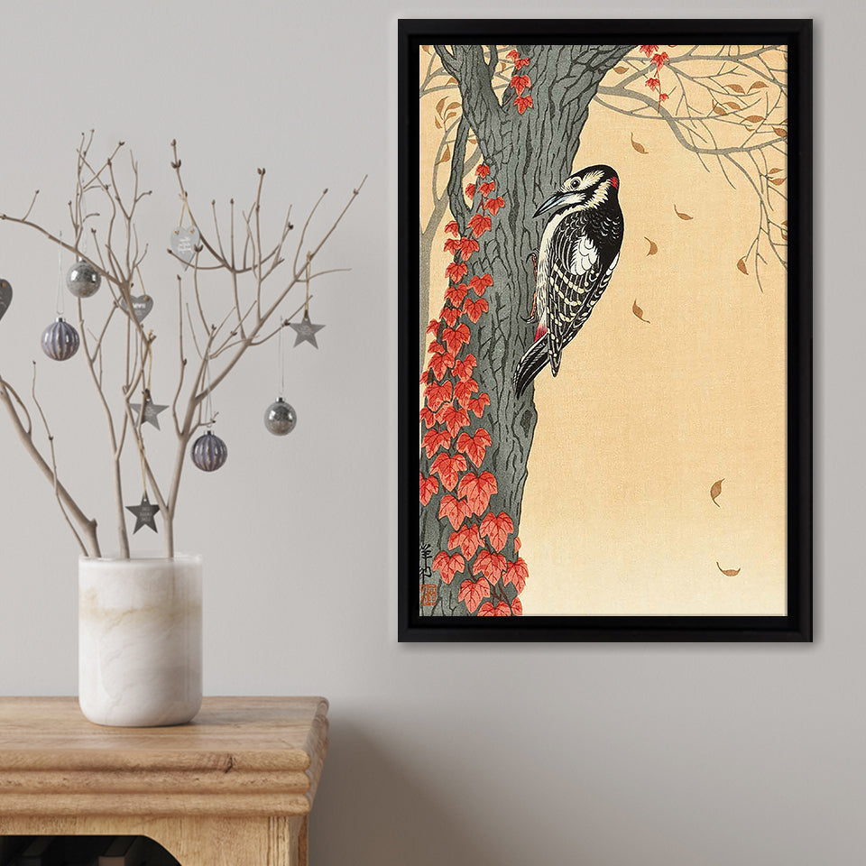 Wood Pecker Framed Canvas Print – Canvas Painting, Canvas Art, Wall Art, Wall Decor