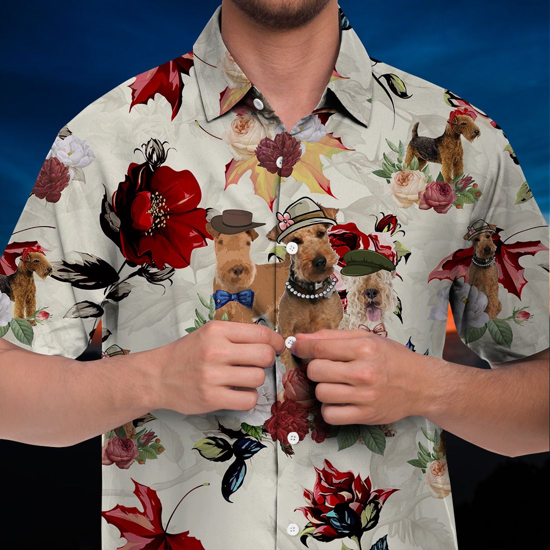 Lakeland Terrier Hawaiian Shirt 90s Flower