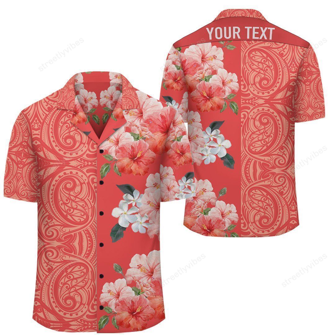 Hibiscus Flowers Polynesian Orange Curtis Style Hawaiian Shirt Ha106466