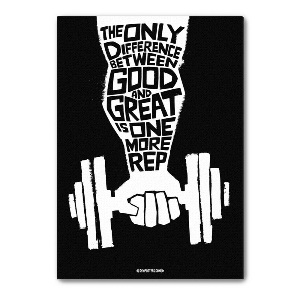 Poster Canvas The Only Different Between Good And Great Is One More Rep Gym Poster Wall Decor, Poster Gift Decor Home Decor Wall Art Visual Art